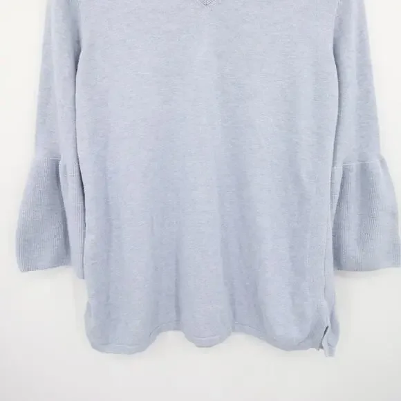 H by Halston Sweater Top Blue V Neck Bell Sleeve 3/4 Sleeve Blouse Casual Size M - Picture 3 of 11